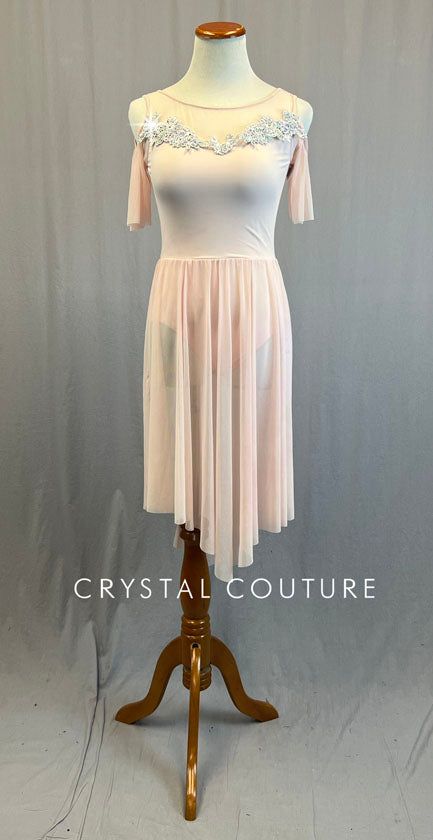 Light Pink Ballet Dress with Off Shoulder Flutter Sleeves