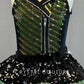 Black & Lime Green Sequin Zipper Vest with Tulle Skirt - Rhinestones