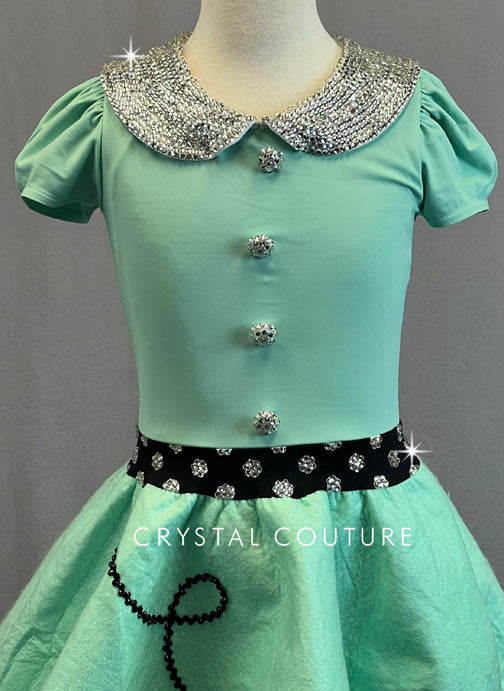Mint Green 50s Style Poodle Skirt Dress - Rhinestones