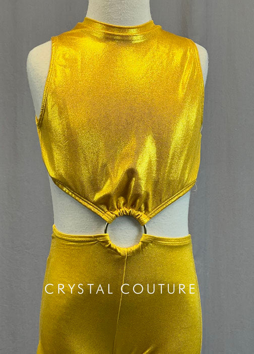 Yellow Holographic Wide Leg Jumpsuit