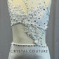 Custom White Connected Two PIece with Back Skirt and Asymmetrical Mesh - Rhinestones