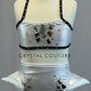 Custom Metallic Silver Two Piece with Mirror Pieces and Hip Padding - Rhinestones