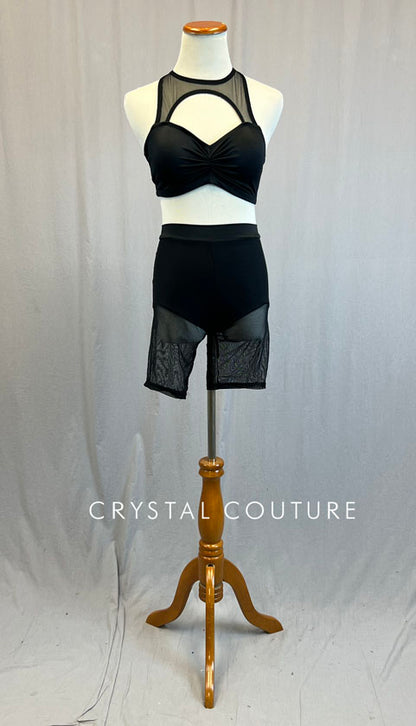 Black Two Piece with Mesh Details and Cutouts