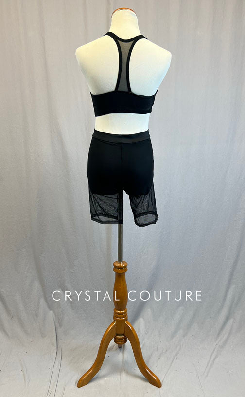 Black Two Piece with Mesh Details and Cutouts