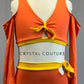 Orange and Yellow Cold Shoulder Top with Bell Sleeves and Trunks