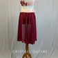 Baby Pink Bra Top and Trunks with Maroon Back Skirt and Appliques - Rhinestones