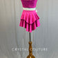 Hot Pink Pinstripe Top and Tiered Back Skirt with Appliques - Rhinestones