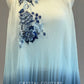 Blue Ombre Pleated Shift Dress with Appliques - Rhinestones