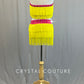 Bright Yellow Fringe Two Piece with Hot Pink Connecting Details - Rhinestones