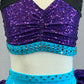 Custom Purple, Light Blue & Black Two Piece with Back Tulle Skirt - Rhinestones