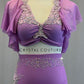 Pink Lavender Two Piece with Flutter Sleeves and Appliques - Rhinestones