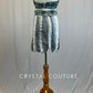 Custom Distressed Denim Two Piece with Grey Layered Skirt