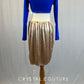 Custom Royal Blue Long Sleeve Top and Trunks with Bronze Back Skirt - Rhinestones