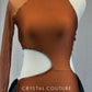Custom Copper Asymmetrical Cutout Leotard with Black Back Skirt - Rhinestones