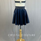 Custom Navy Blue Bra Top with Pearls and Silky Circle Skirt