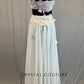 White Top and Long Skirt with Iridescent Appliques - Rhinestones