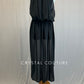 Custom Black Two Piece with Draped Cape and Appliques - Rhinestones