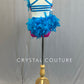 Custom Hot Pink & Blue Two Piece with Feather Bustle - Rhinestones