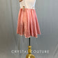 Pink Chiffon and Velvet Dress with Gold Appliques - Rhinestones