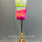 Custom Neon Yellow & Hot Pink Asymmetrical Leotard with Fringe - Rhinestones