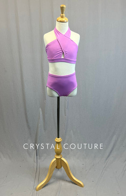 Custom Orchid Cross Front Halter Two Piece