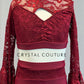 Custom Burgundy Lace Two Piece with Long Flutter Sleeves