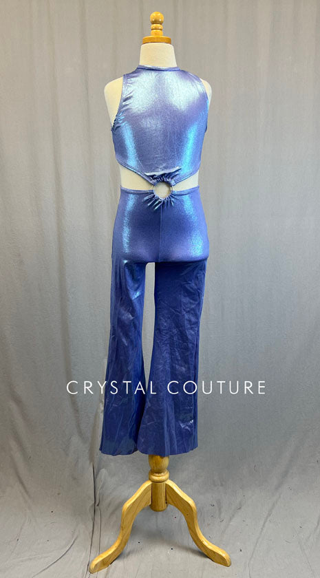 Periwinkle Holographic Wide Leg Jumpsuit