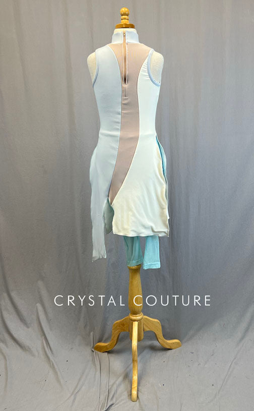 Custom Grey, Cream, & Turquoise Dress with Mesh Leggings