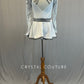 White Dress with Circle Skirt and Zsa Zsa Sleeves - Rhinestones