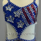 Red, White & Blue Connected Two Piece with Layered Skirt - Rhinestones