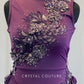 Plum Mock Neck Leotard with Lace Back Skirt and Appliques - Rhinestones