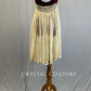 Ivory Dotted Lace Overlay Dress with Burgundy Appliques - Rhinestones