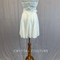 White Halter Dress with Slit Front Skirt - Rhinestones