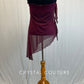 Burgundy Diagonal Hem Mesh Dress with Bra Top and Trunks