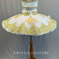 Custom Ivory and Gold Two Piece Top and Platter Tutu with Appliques - Rhinestones