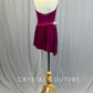 Mulberry Halter Leotard with Gold Appliques and Asymmetrical Skirt - Rhinestones