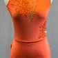 Orange High Neck Lyrical Dress with Deep V Back