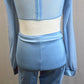 Pewter Blue Lycra and Mesh Long Sleeve and Pant Two-Piece Set