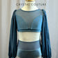 Steel Blue Flowy Mesh Long Sleeve Set