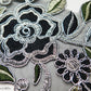 Black/Silver Floral Lace Embroidered Applique