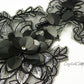 Black/Silver/Sequin/Pearl Floral Lace Embroidered Applique