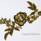 Black/Metallic Gold Floral Embroidered Applique