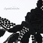 Black Pleather Floral Embroidered Applique