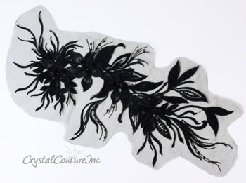 Black Floral/Vine 3D Embroidered Applique