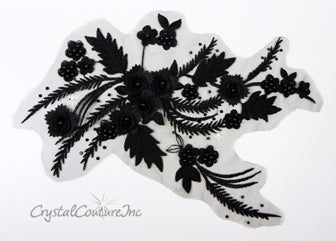 Black 3D Floral Embroidered/Pearl Applique