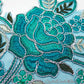 Teal Blue Floral Lace Embroidered Applique