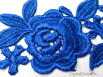 Blue Floral Lace Embroidered Applique