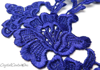 Royal Blue Floral Lace Embroidered Applique