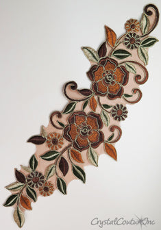 Bronze/Copper/Tan Floral Lace Embroidered Applique