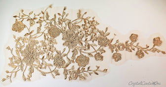 Gold/Nude Floral Lace Embroidered Applique